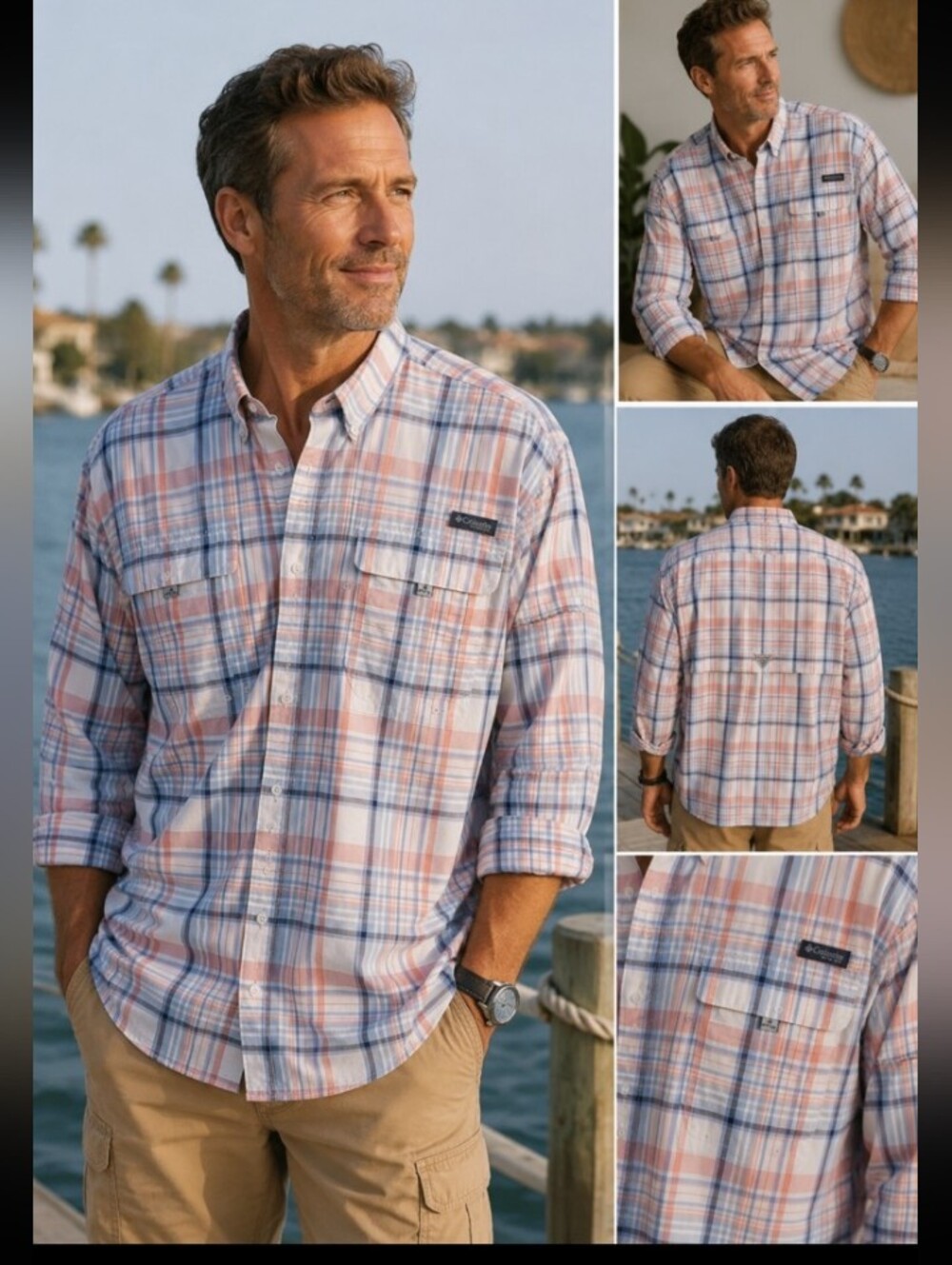 Columbia PFG Super Bahama Long Sleeve UPF 40 Plaid Fishing Shirt XXL